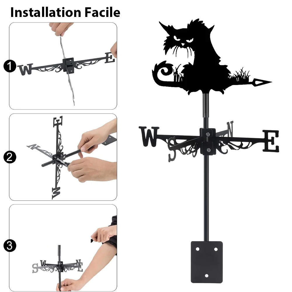 Girouette en Acier Inoxydable Chat Noir Halloween - Image 8
