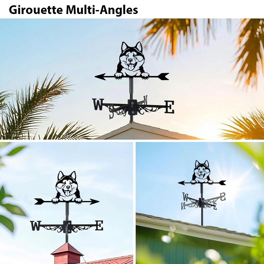 Girouette en Acier Inoxydable Chien Akita Inu - Image 3
