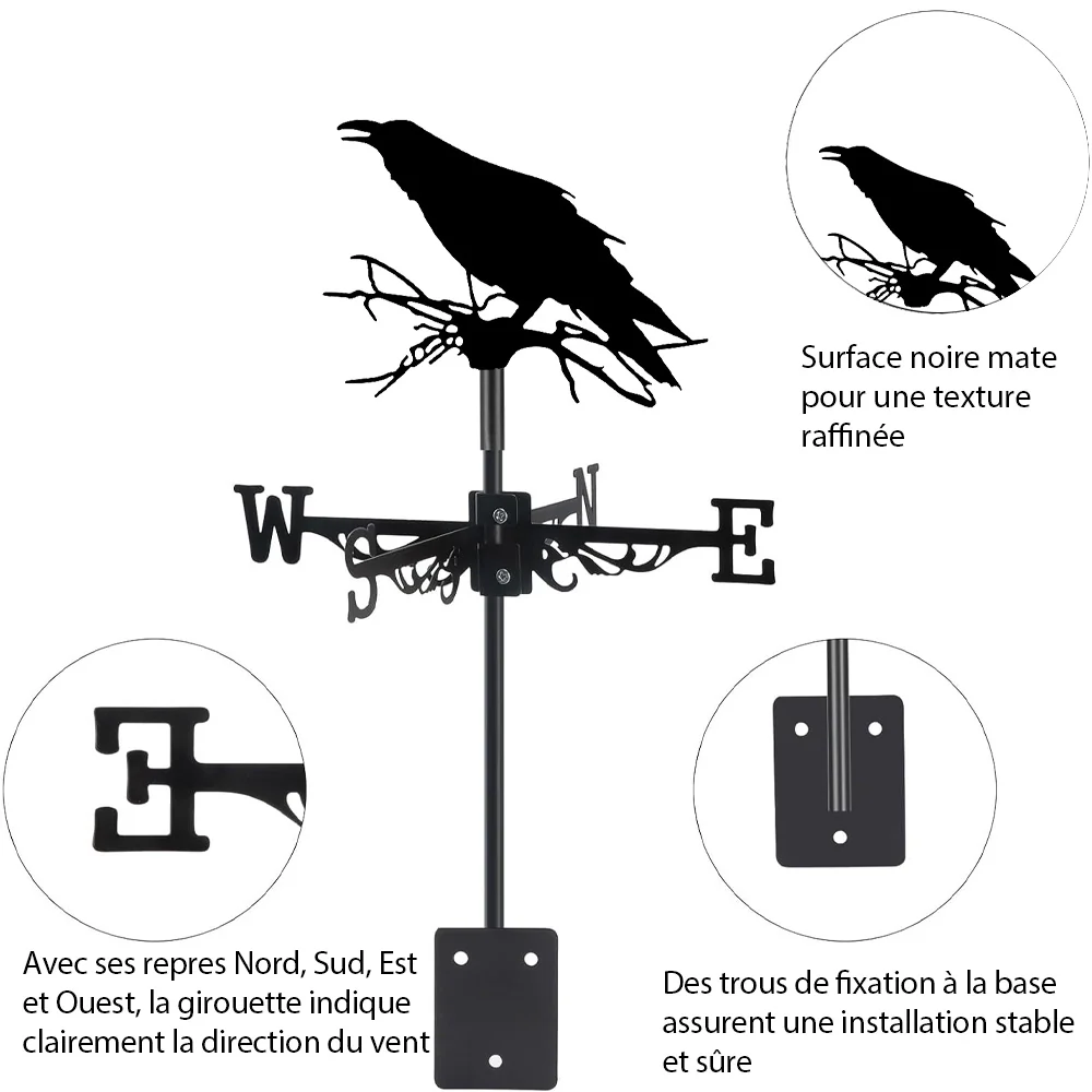 Girouette en Acier Inoxydable Corbeau - Image 12