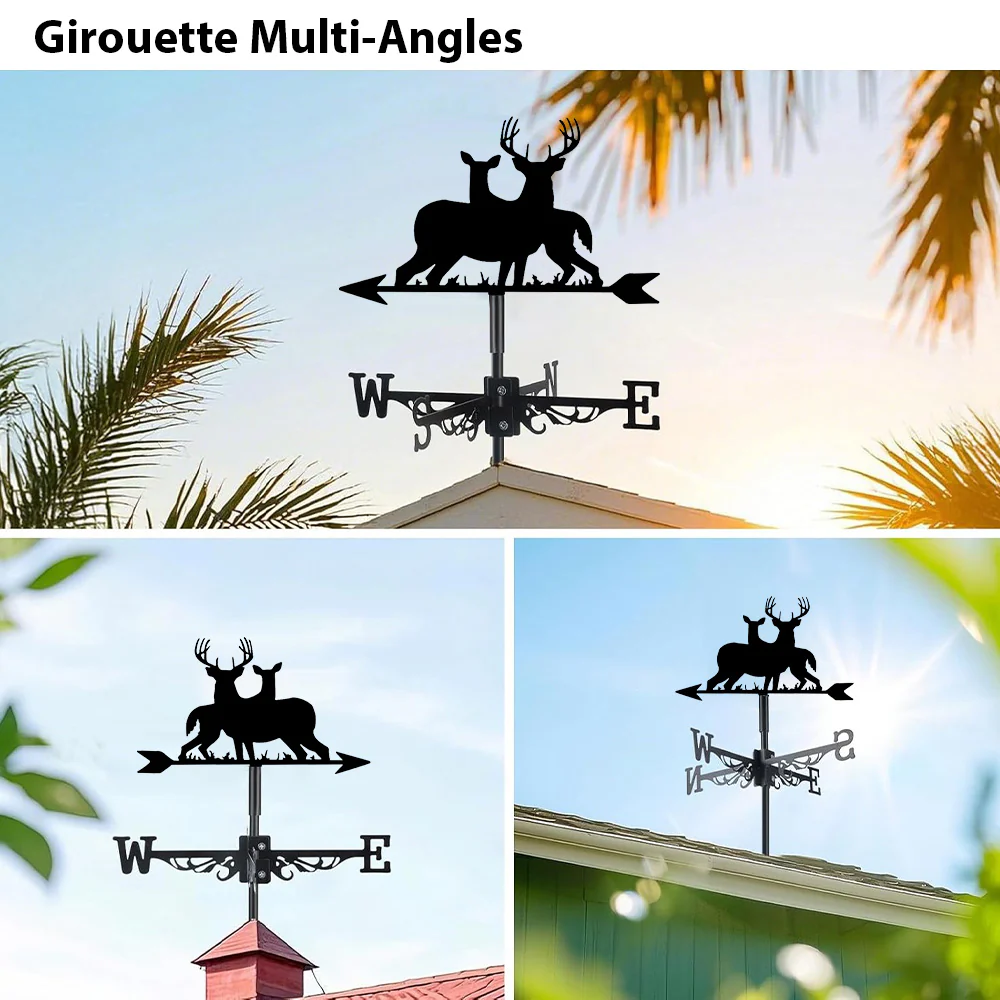 Girouette en Acier Inoxydable Deux Cerfs Stupides et Mignons - Image 3