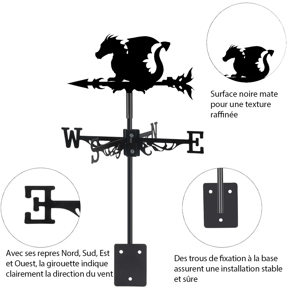 Girouette en Acier Inoxydable Dragon Volant - Image 9
