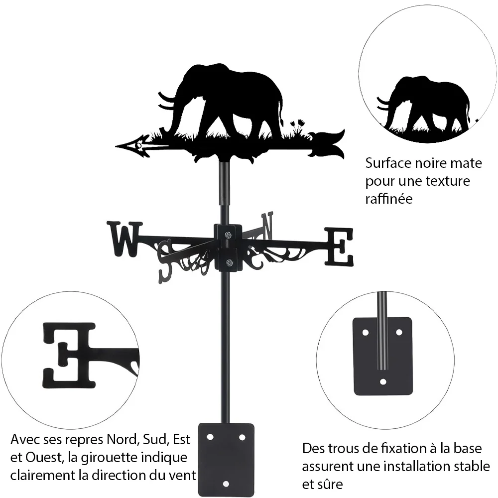 Girouette en Acier Inoxydable Éléphant - Image 17