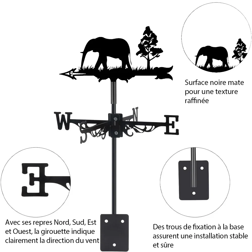 Girouette en Acier Inoxydable Éléphant - Image 15