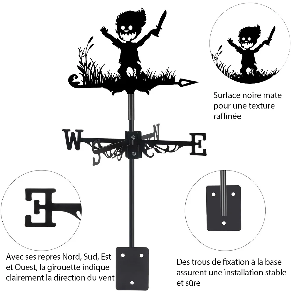 Girouette en Acier Inoxydable Enfant Effrayant au Couteau Halloween - Image 10