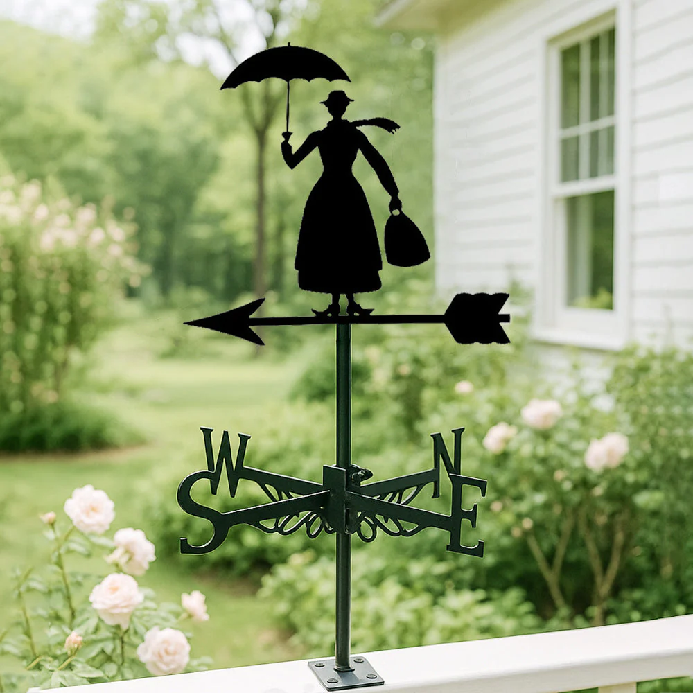 Girouette en Acier Inoxydable Femme au Parapluie