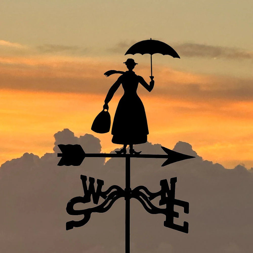 Girouette en Acier Inoxydable Femme au Parapluie - Image 6