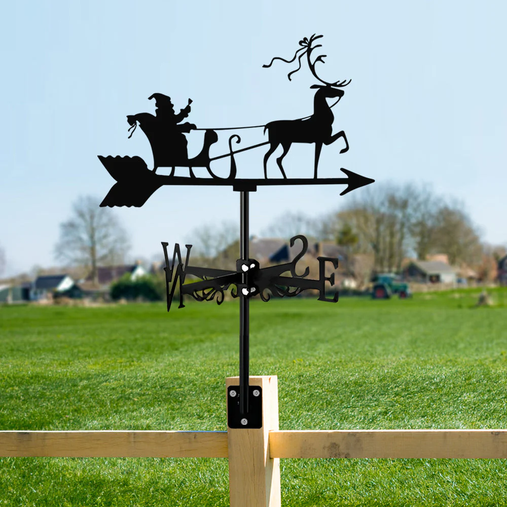 Girouette en Acier Inoxydable Grand-père Noël au Renne - Image 11