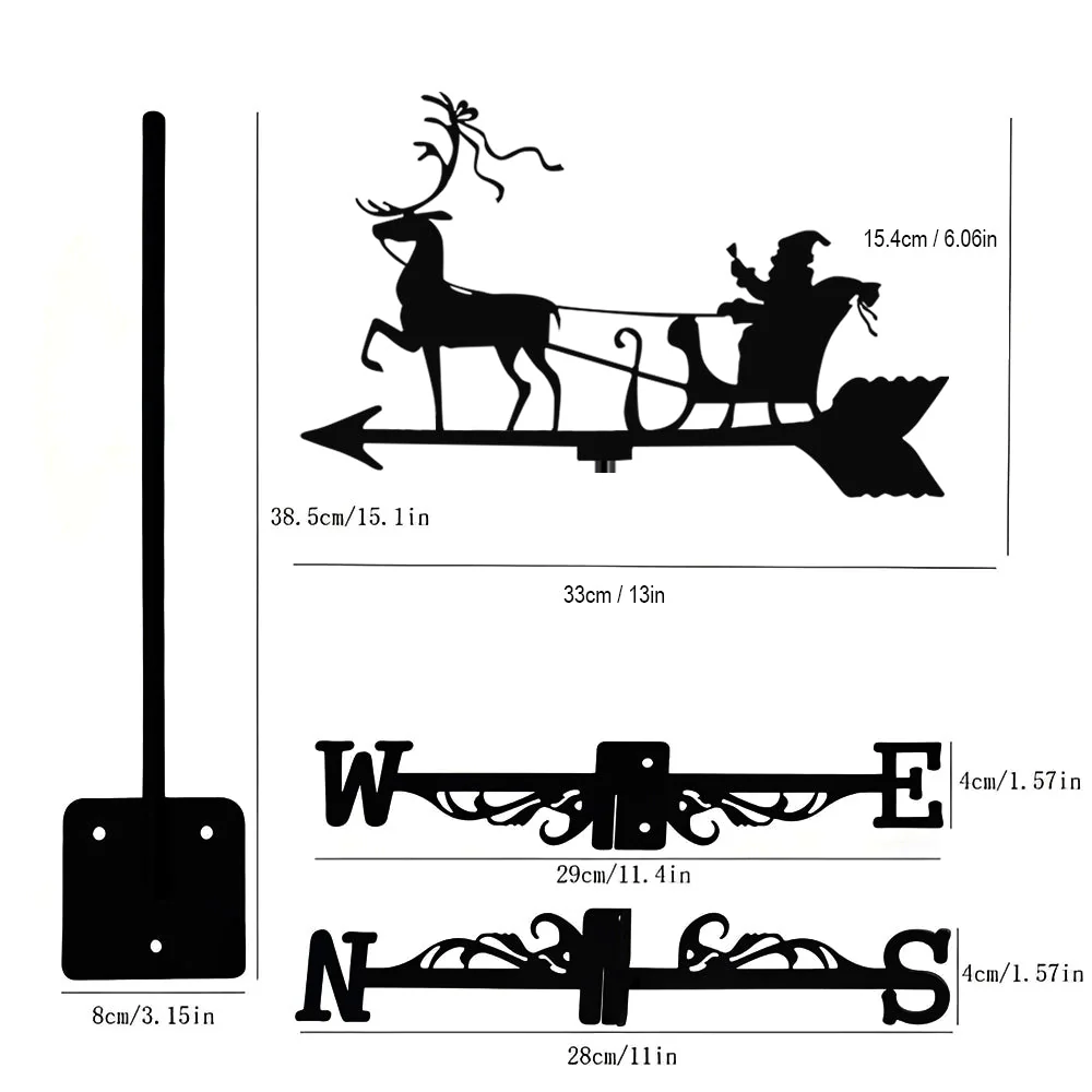 Girouette en Acier Inoxydable Grand-père Noël au Renne - Image 15