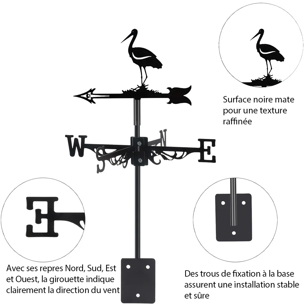 Girouette en Acier Inoxydable Grue Sauvage - Image 12
