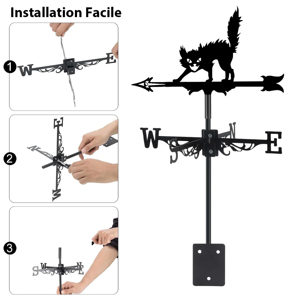 Girouette en Acier Inoxydable Halloween Chat Effrayé - Image 8