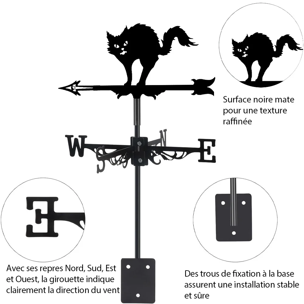 Girouette en Acier Inoxydable Halloween Chat Effrayé - Image 10