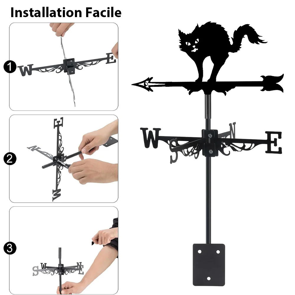 Girouette en Acier Inoxydable Halloween Chat Effrayé - Image 9