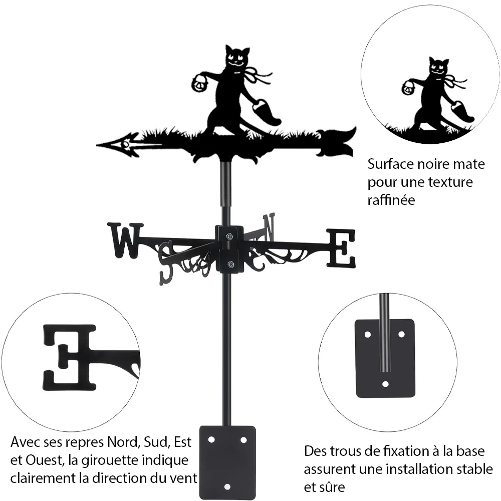 Girouette en Acier Inoxydable Halloween Chat Noir Amusant - Image 9