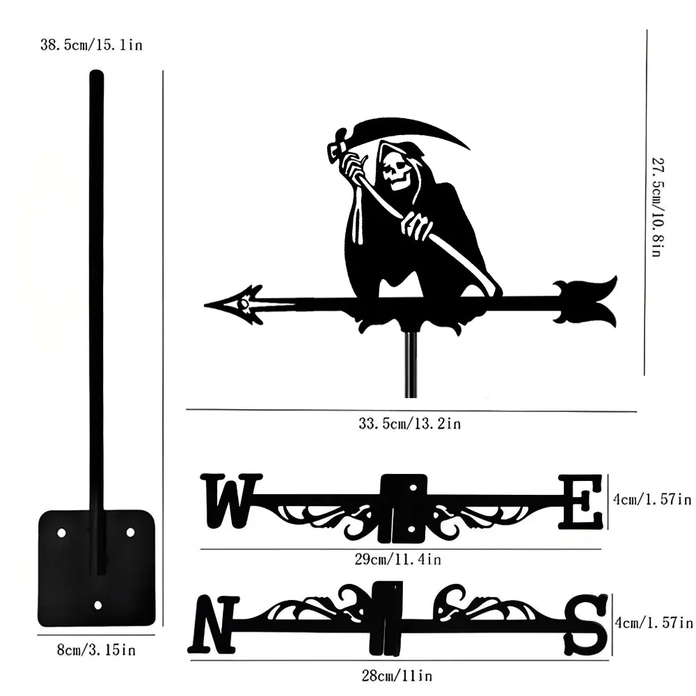 Girouette en Acier Inoxydable Halloween Faucheuse - Image 9