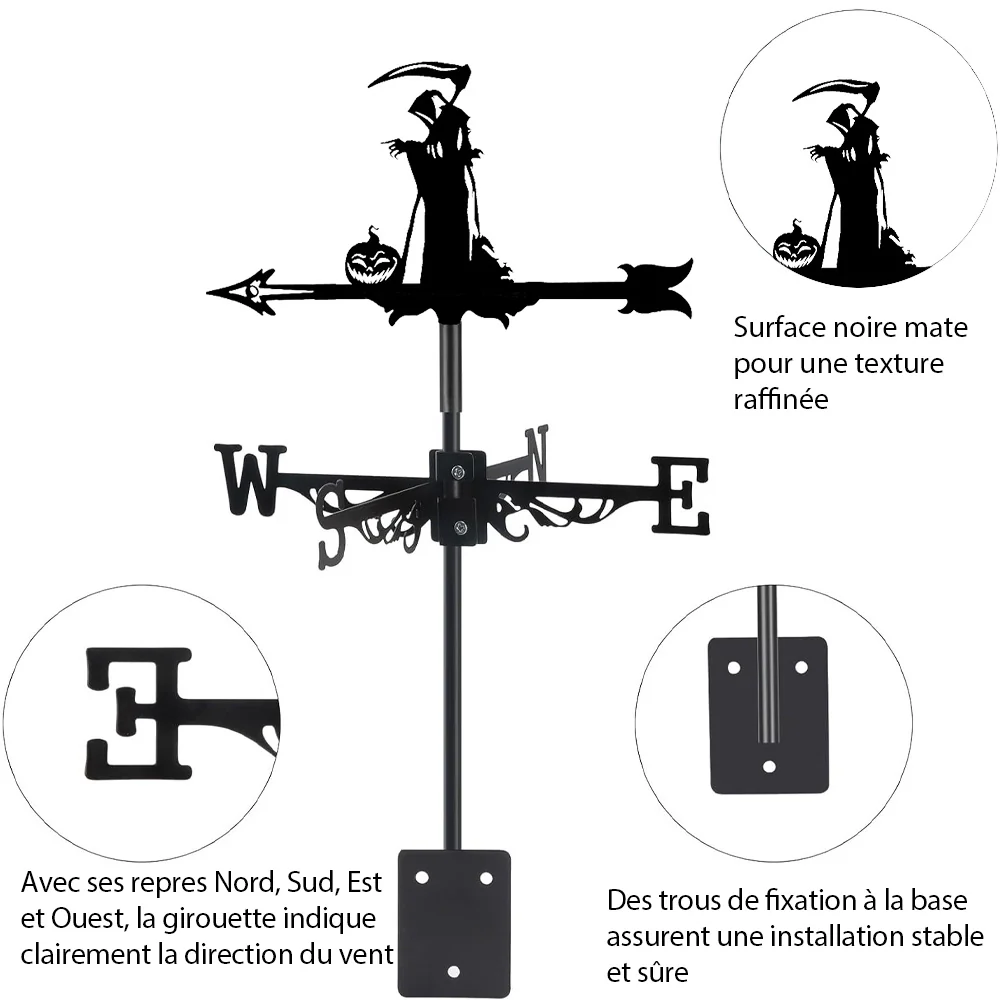Girouette en Acier Inoxydable Halloween Faucheuse - Image 9