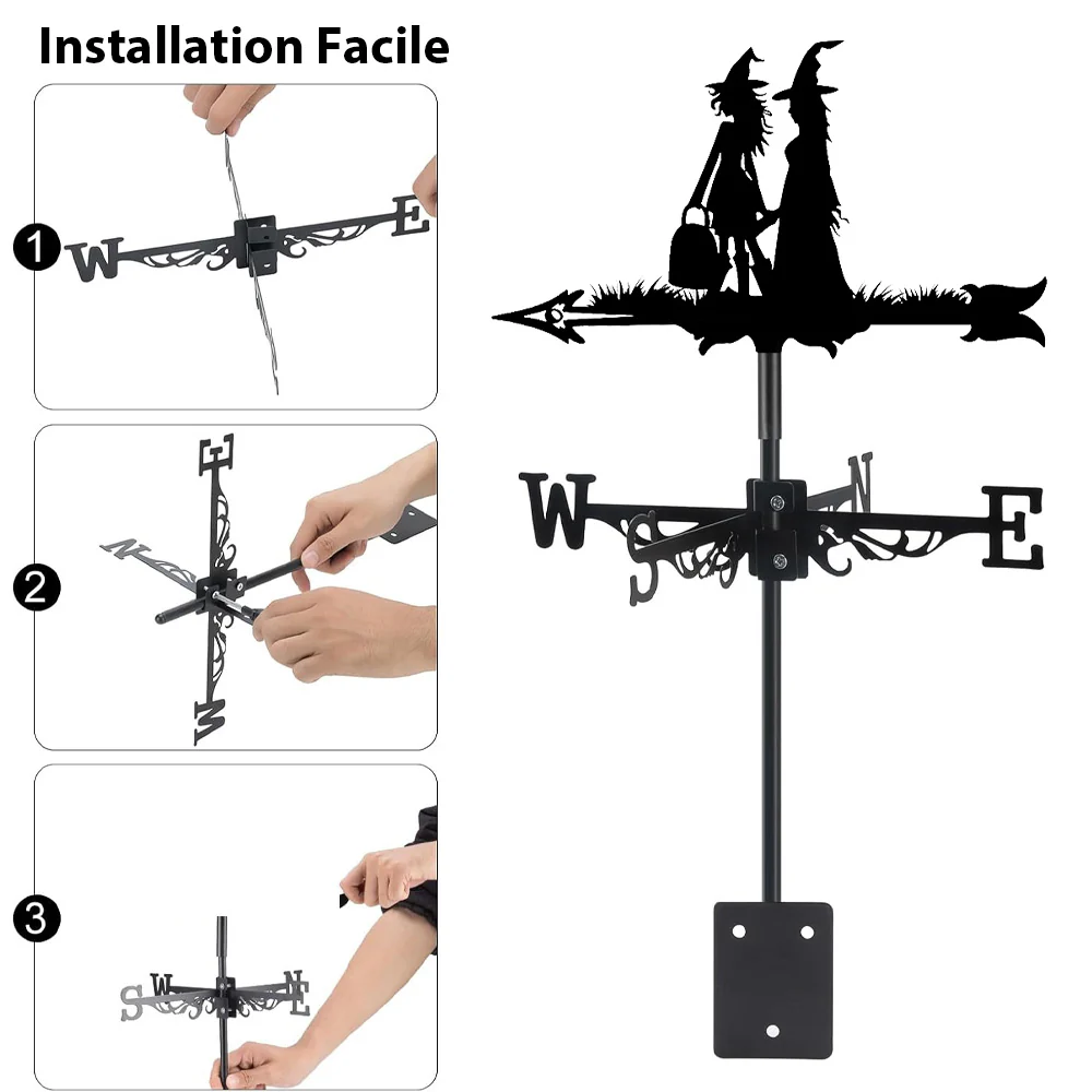Girouette en Acier Inoxydable Halloween Sœurs Sorcières - Image 9