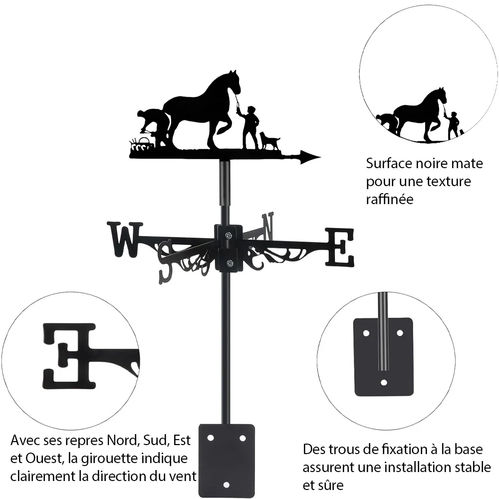 Girouette en Acier Inoxydable Homme et Cheval - Image 9