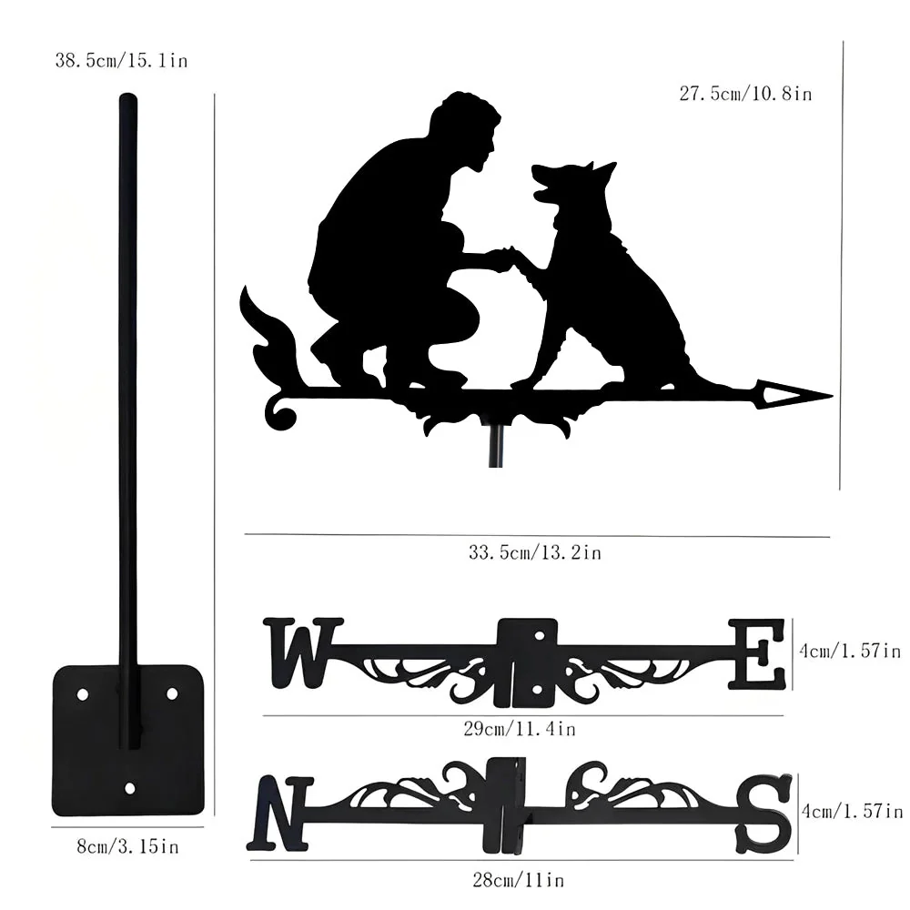 Girouette en Acier Inoxydable Homme et Chien - Image 11