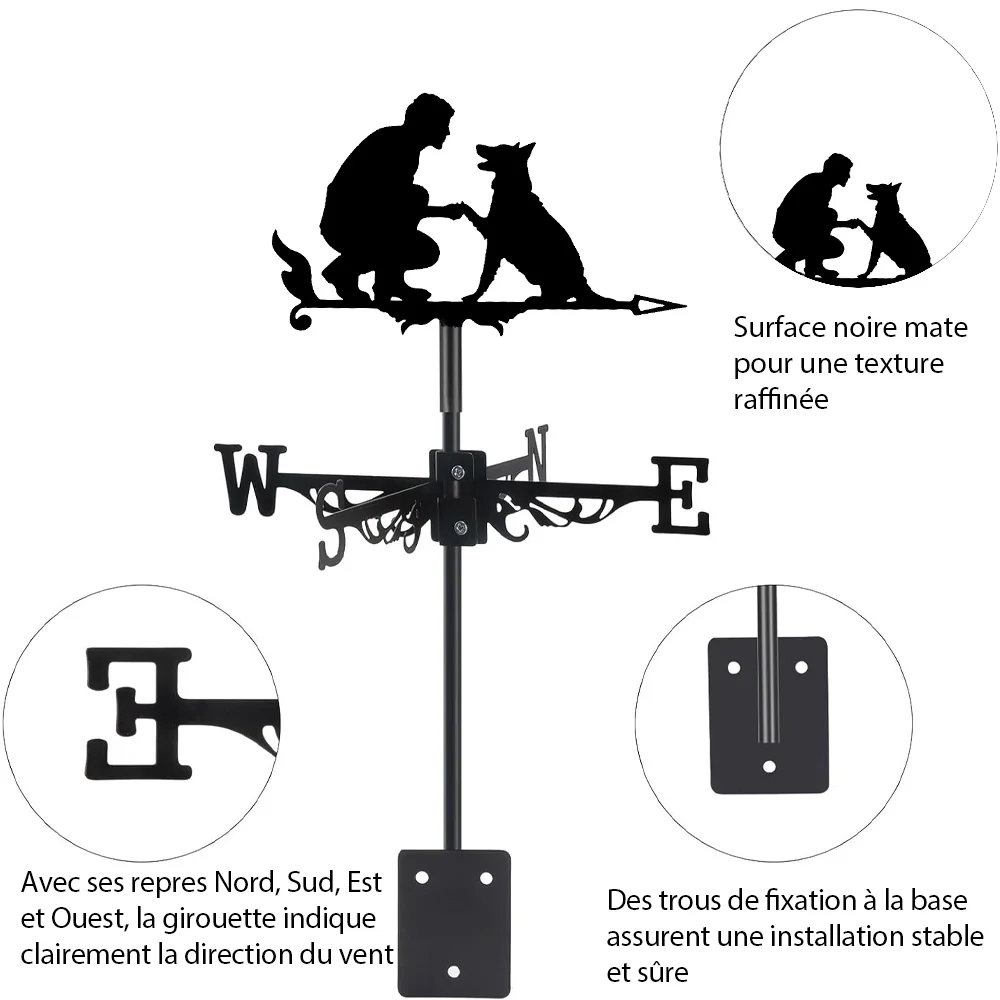 Girouette en Acier Inoxydable Homme et Chien - Image 9