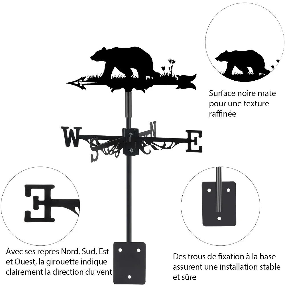 Girouette en Acier Inoxydable Ours - Image 18