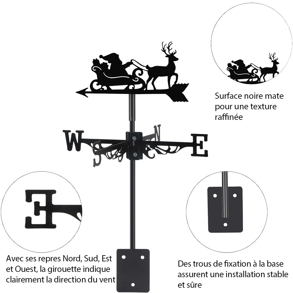 Girouette en Acier Inoxydable Renne et Père Noël - Image 14
