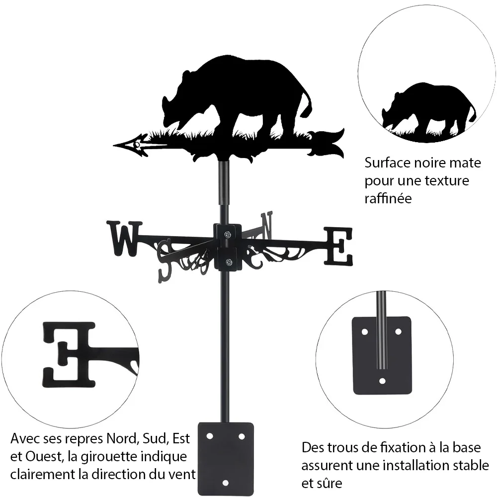 Girouette en Acier Inoxydable Rhinocéros - Image 17