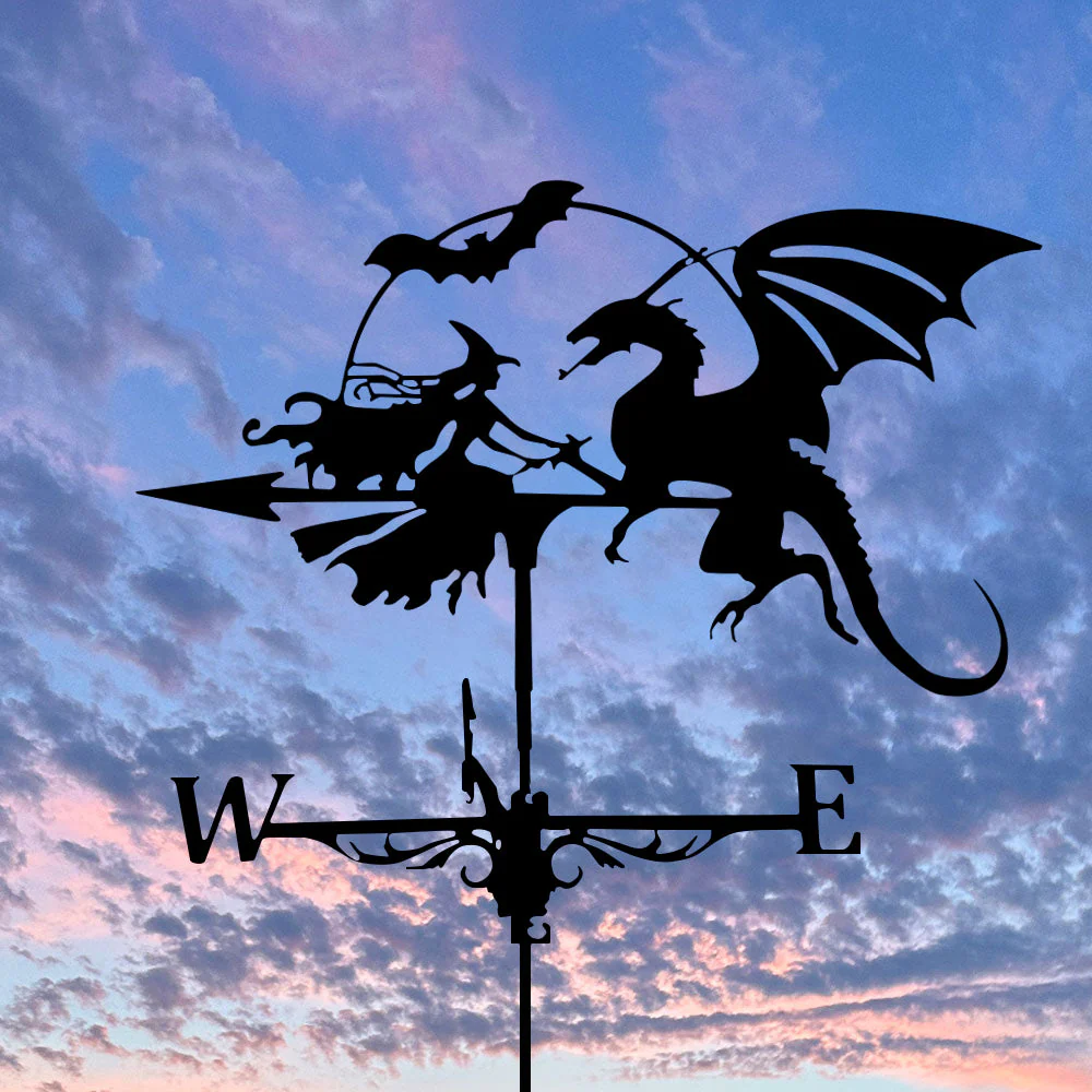 Girouette en Acier Inoxydable Sorcière et Dragon - Image 6