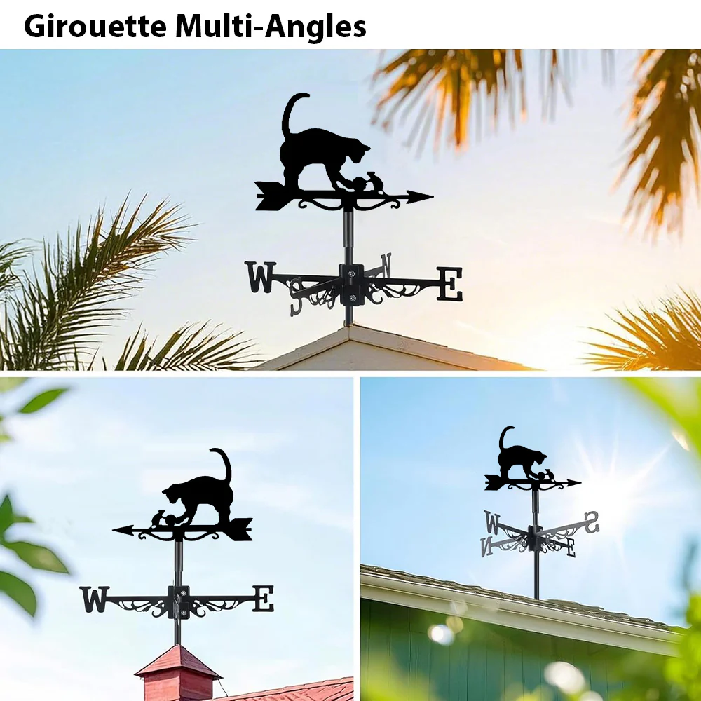 Girouette en Acier Inoxydable Souris et Chat - Image 3