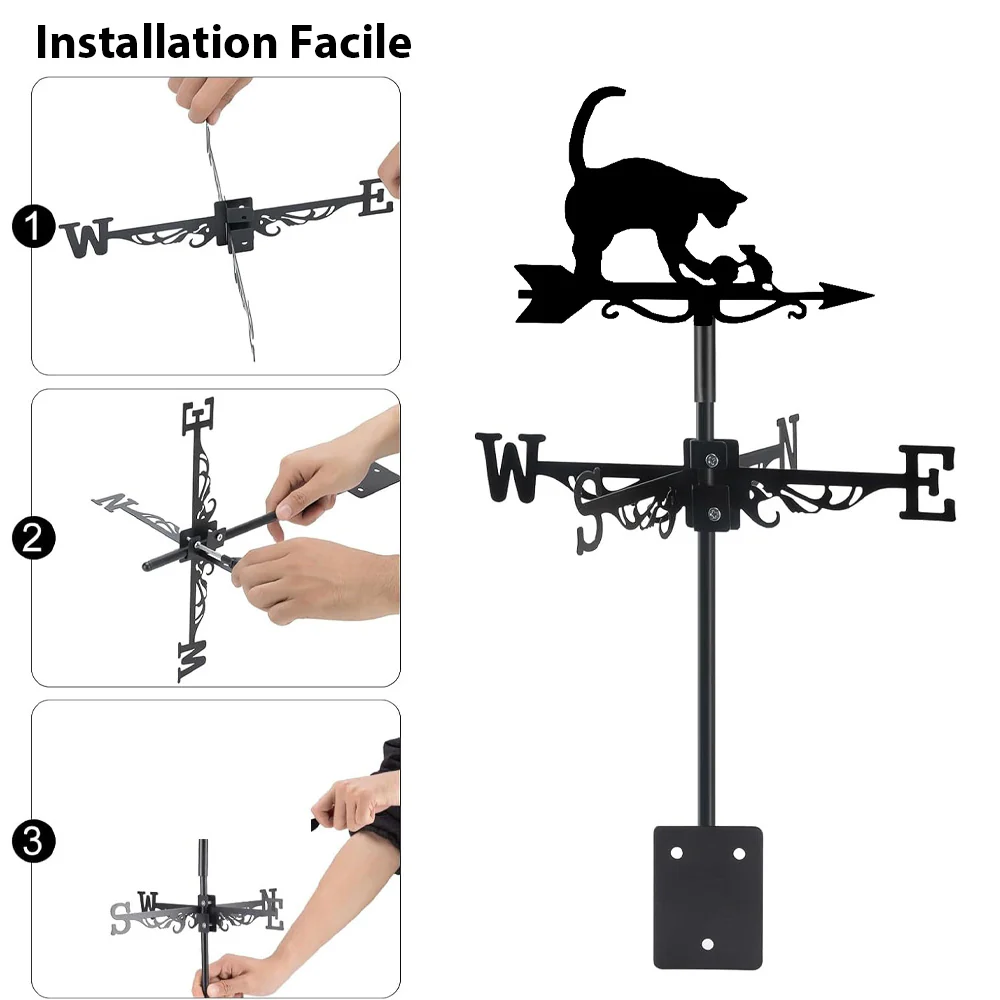 Girouette en Acier Inoxydable Souris et Chat - Image 7