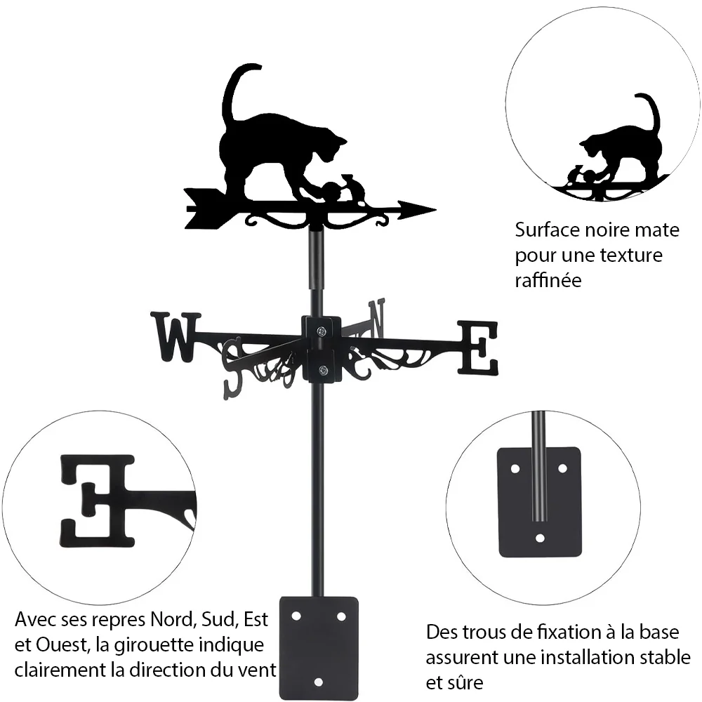 Girouette en Acier Inoxydable Souris et Chat - Image 8