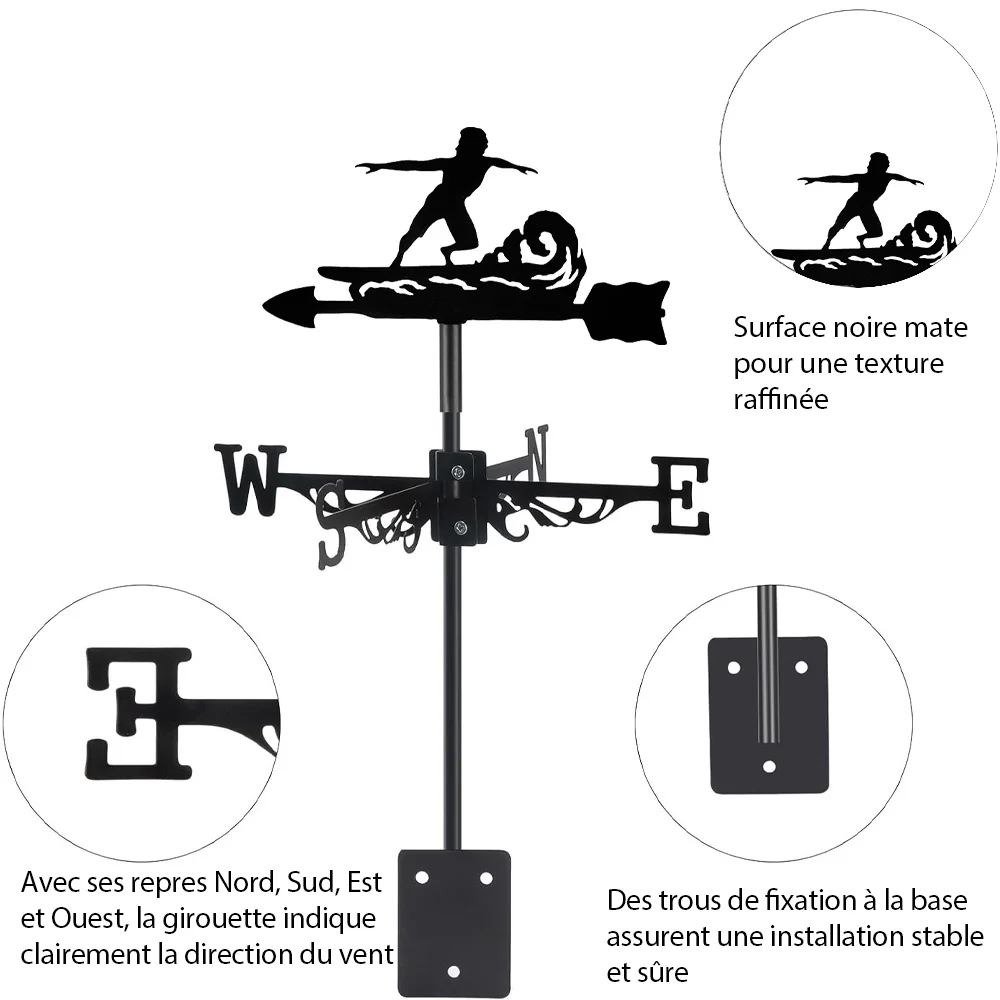 Girouette en Acier Inoxydable Surfeur - Image 12