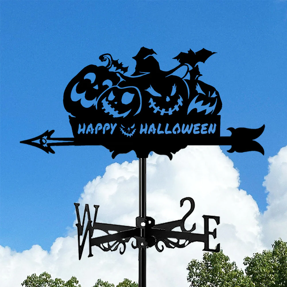 Girouette en Acier Inoxydable Visage de Citrouille Effrayant Joyeux Halloween - Image 4