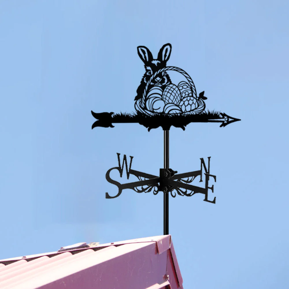 Girouette en Acier Lapin de Pâques avec Panier d’Œufs
