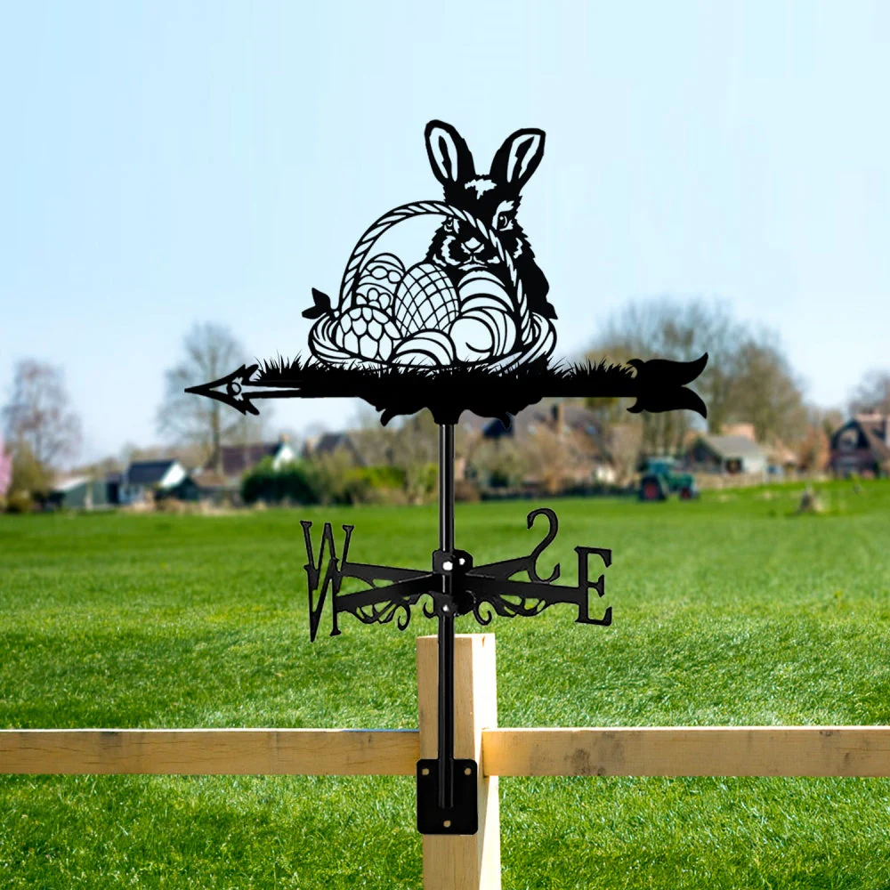 Girouette en Acier Lapin de Pâques avec Panier d’Œufs - Image 5