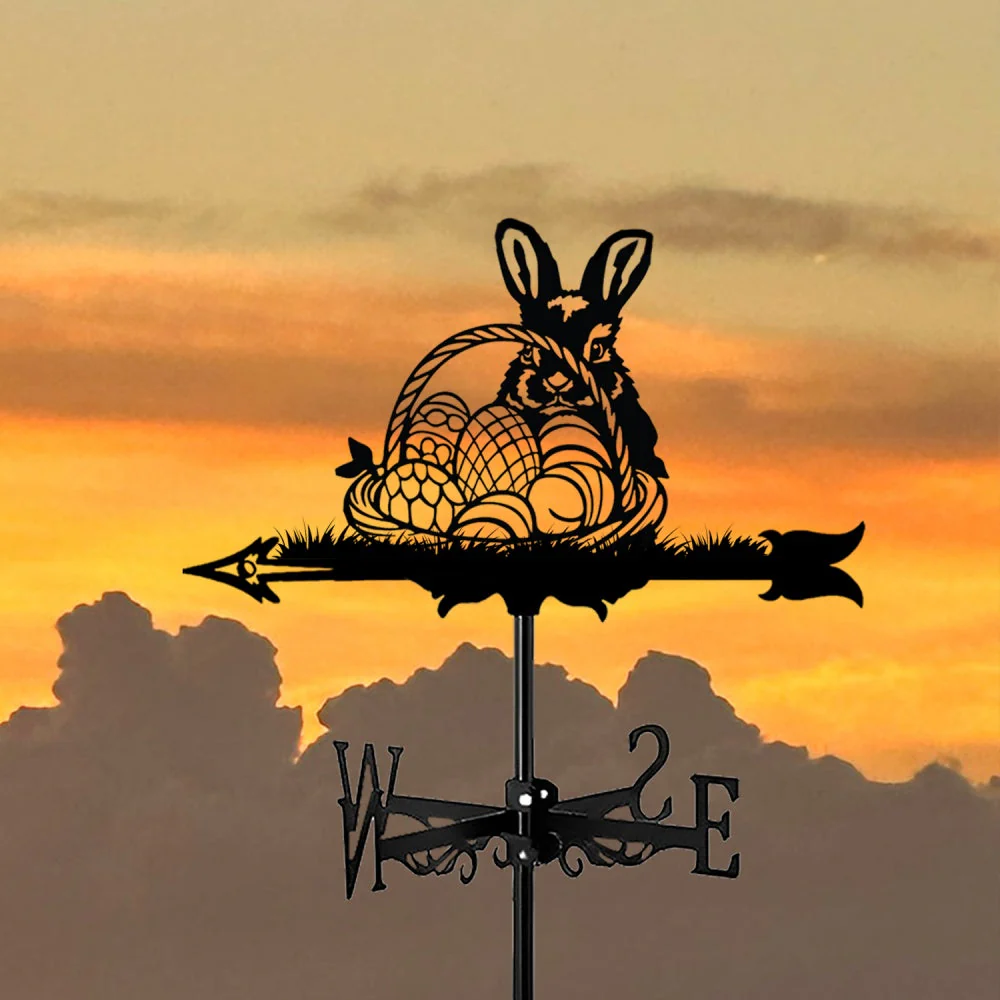 Girouette en Acier Lapin de Pâques avec Panier d’Œufs - Image 6