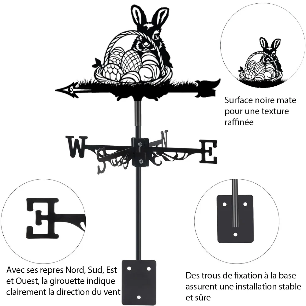 Girouette en Acier Lapin de Pâques avec Panier d’Œufs - Image 8