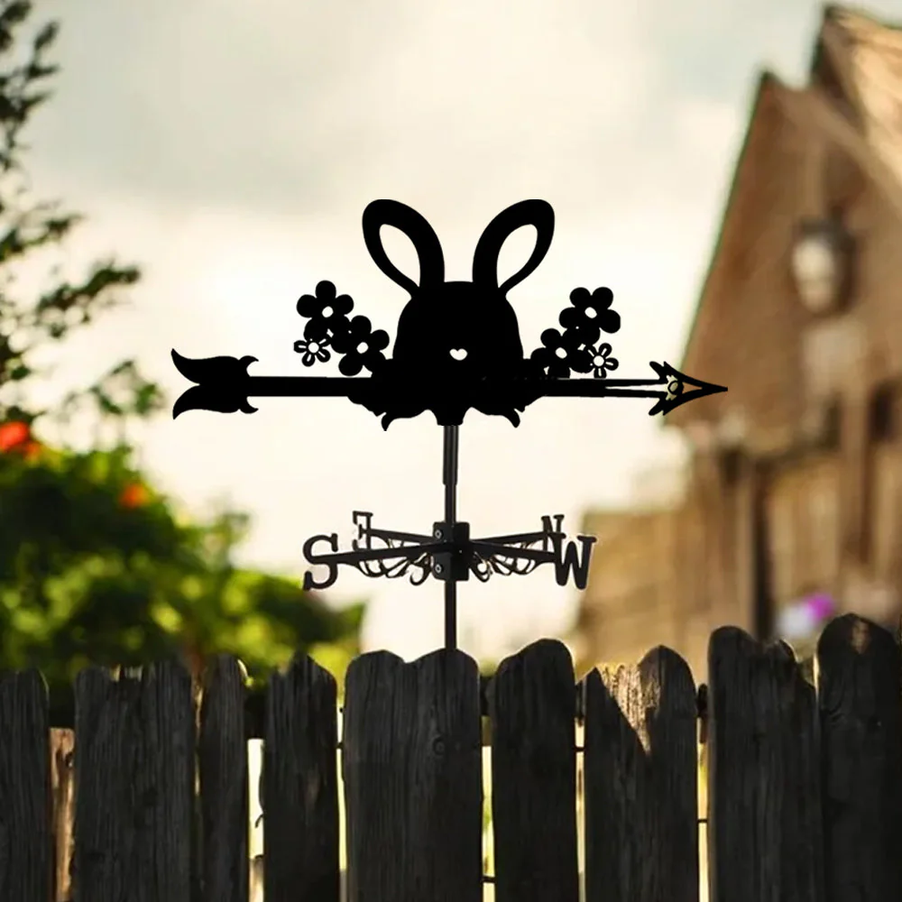 Girouette en Acier Lapin de Pâques et Fleurs - Image 2
