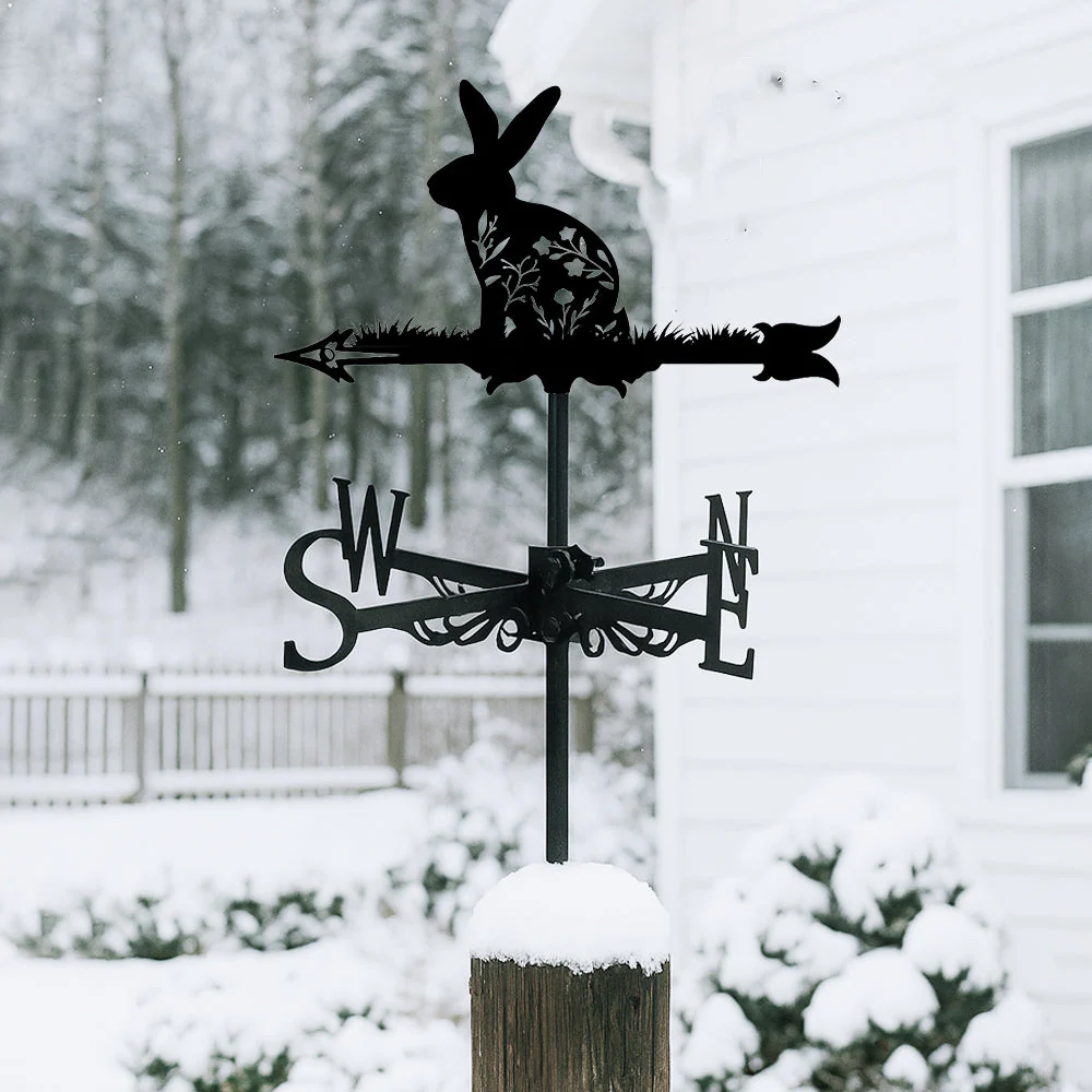 Girouette en Acier Lapin de Pâques et Fleurs - Image 2