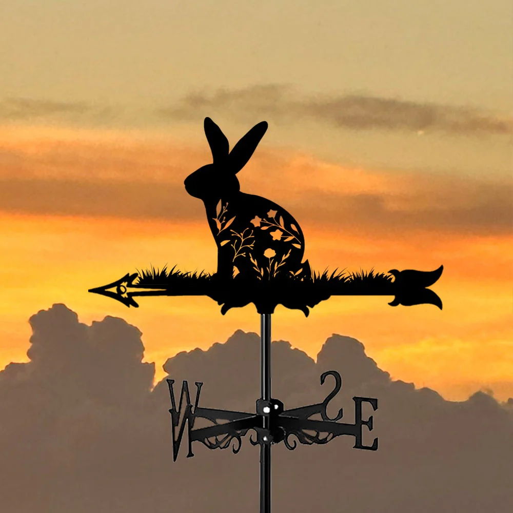Girouette en Acier Lapin de Pâques et Fleurs - Image 5