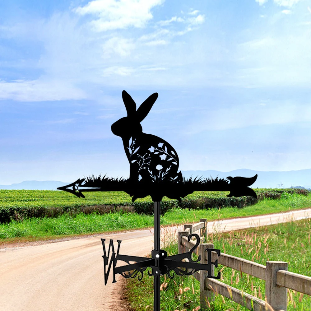 Girouette en Acier Lapin de Pâques et Fleurs - Image 6
