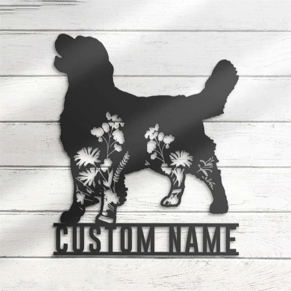 Golden Retriever Floral Plaque en Métal Personnalisée - Image 2