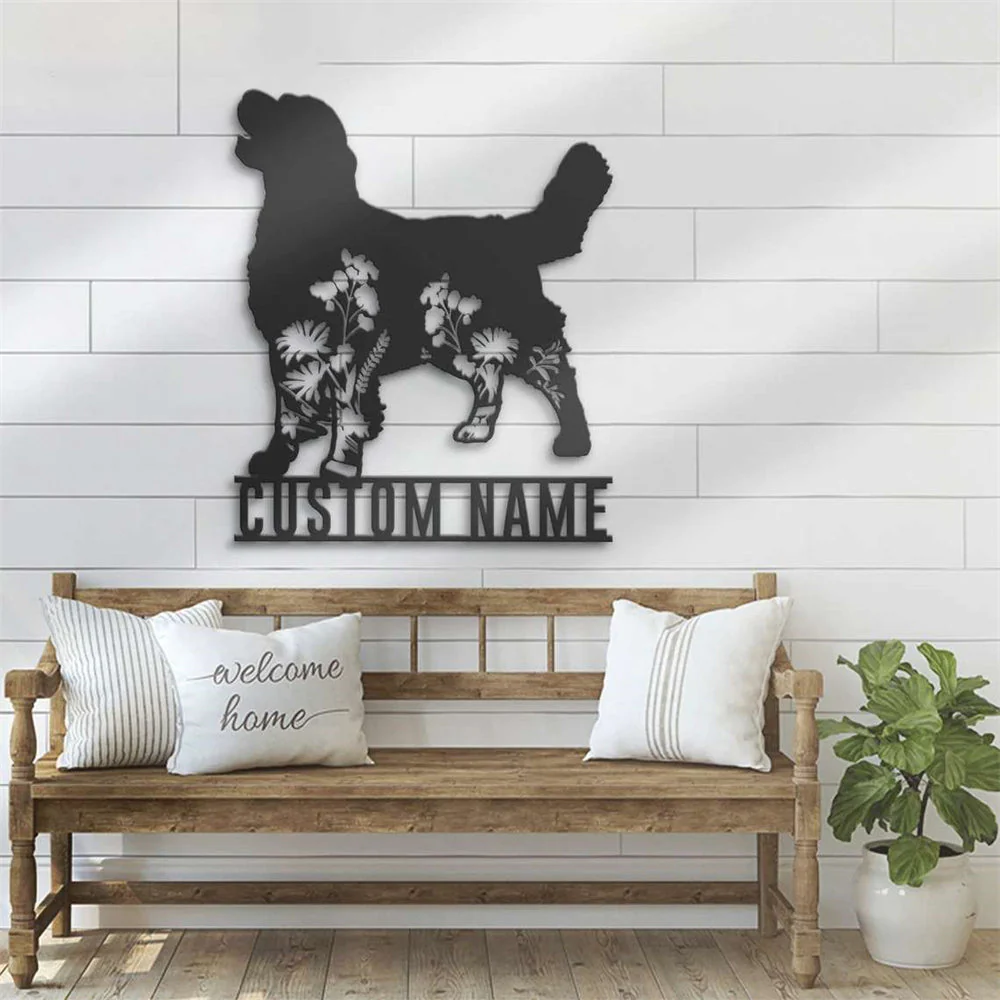 Golden Retriever Floral Plaque en Métal Personnalisée - Image 3