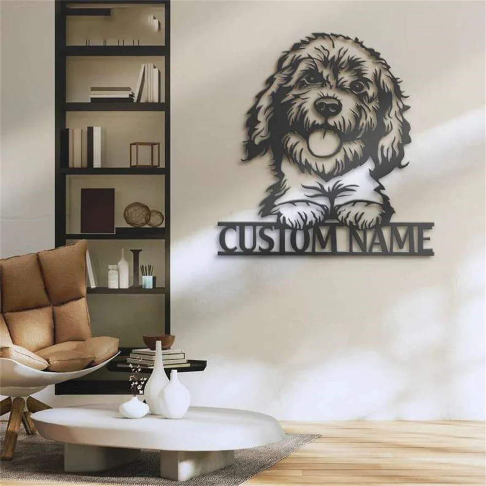 Goldendoodle Art Mural en Métal Personnalisé pour Amoureux des Chiens