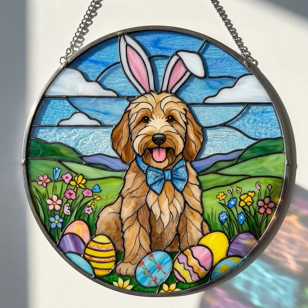 Goldendoodle Attrape-Soleil en Vitrail - DĂ©coration Suspendue pour FenĂȘtre - Image 3