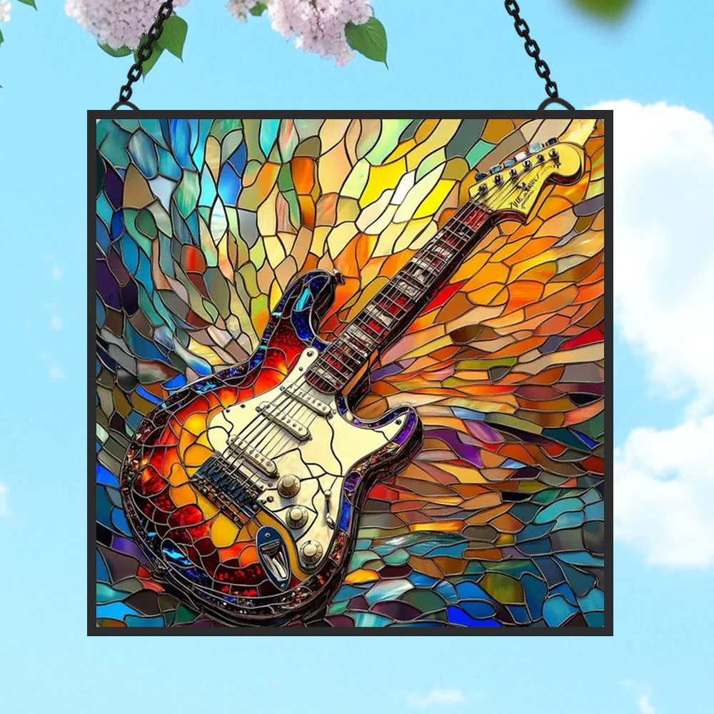 Guitare Attrape-Soleil Décoratif en Vitrail à Suspendre - Image 2