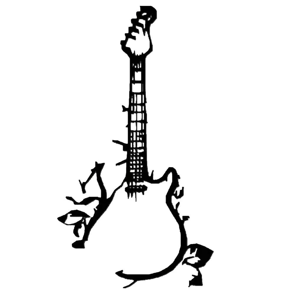 Guitare Électrique et Roses Plaque en Métal Décoratif Mural - Image 3