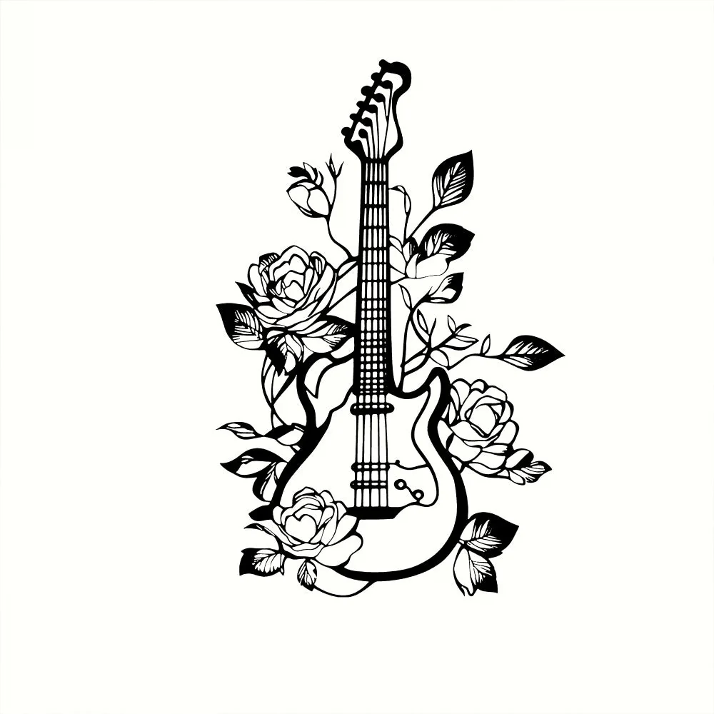 Guitare Ălectrique et Roses Plaque en MĂ©tal DĂ©coratif Mural - Image 8