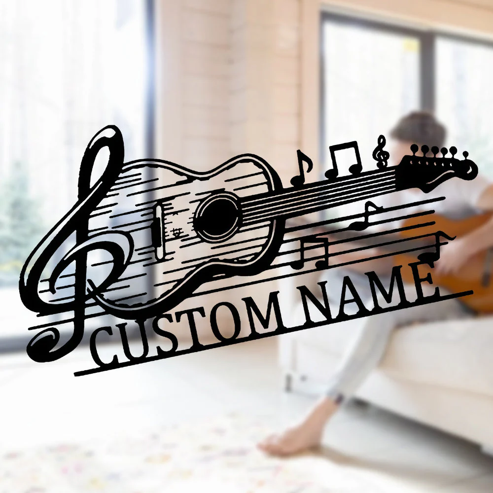 Guitare Personnalisée Plaque en Métal Décoratif Mural