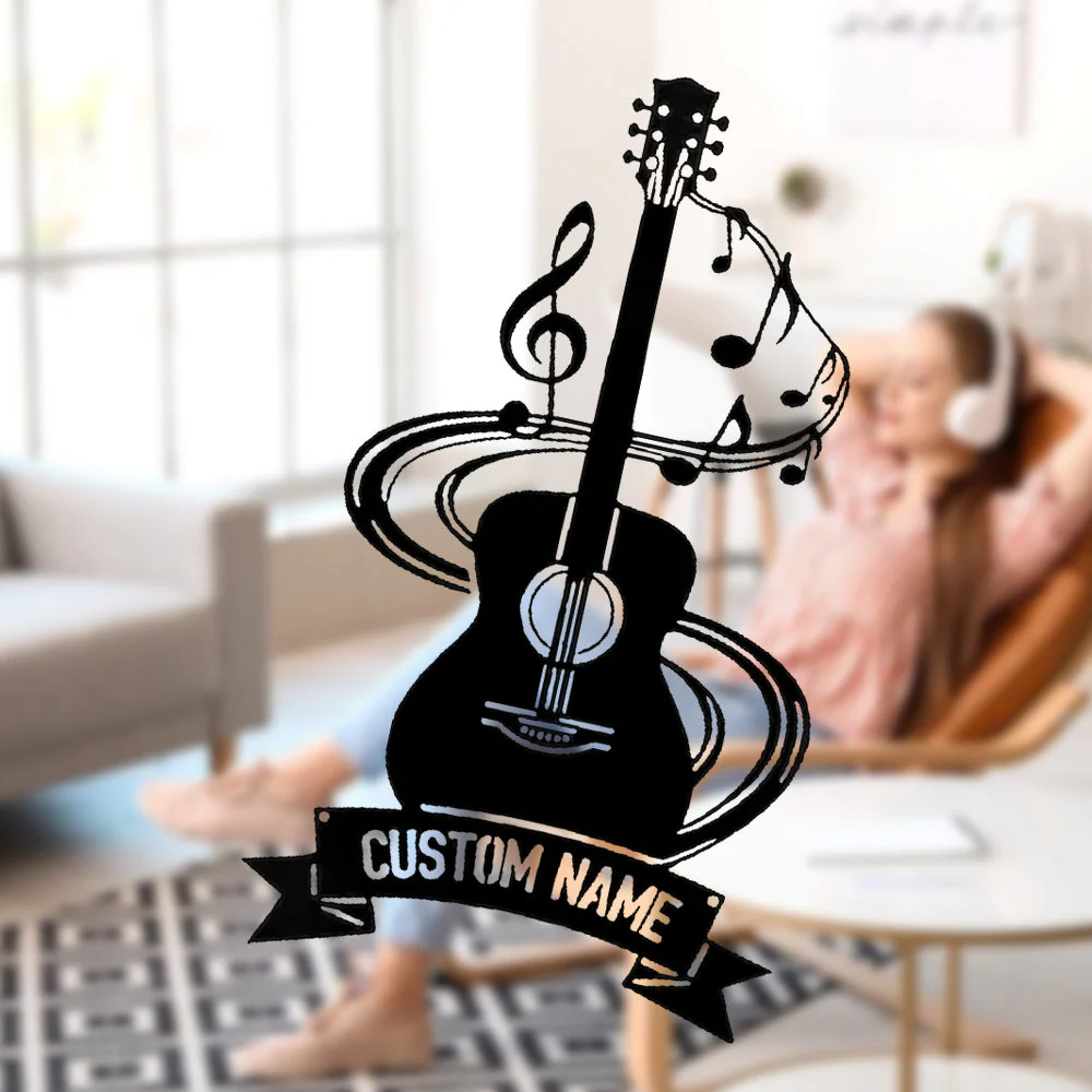 Guitare Personnalisée Plaque en Métal Décoratif Mural
