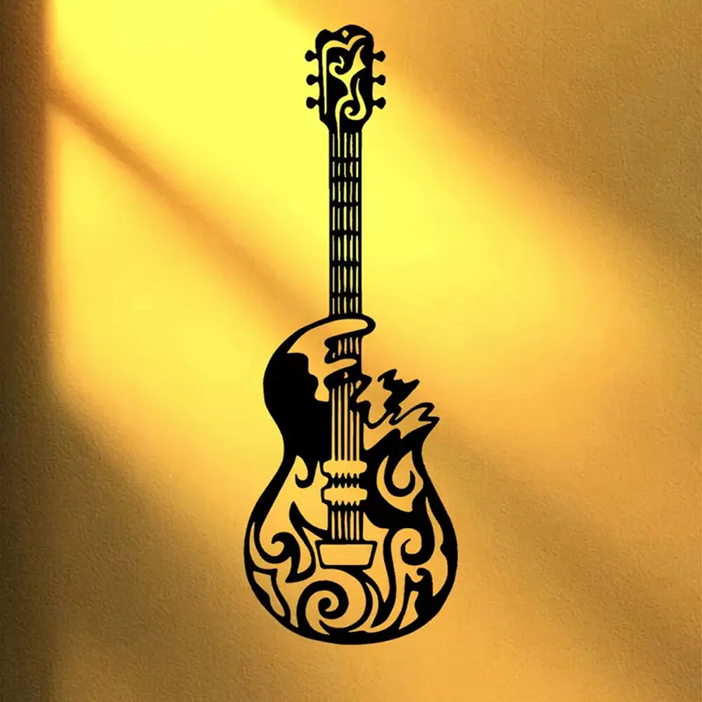 Guitare Plaque en Métal Décoratif Mural